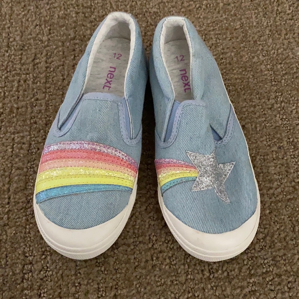 Next canvas rainbow shooting star slip ons